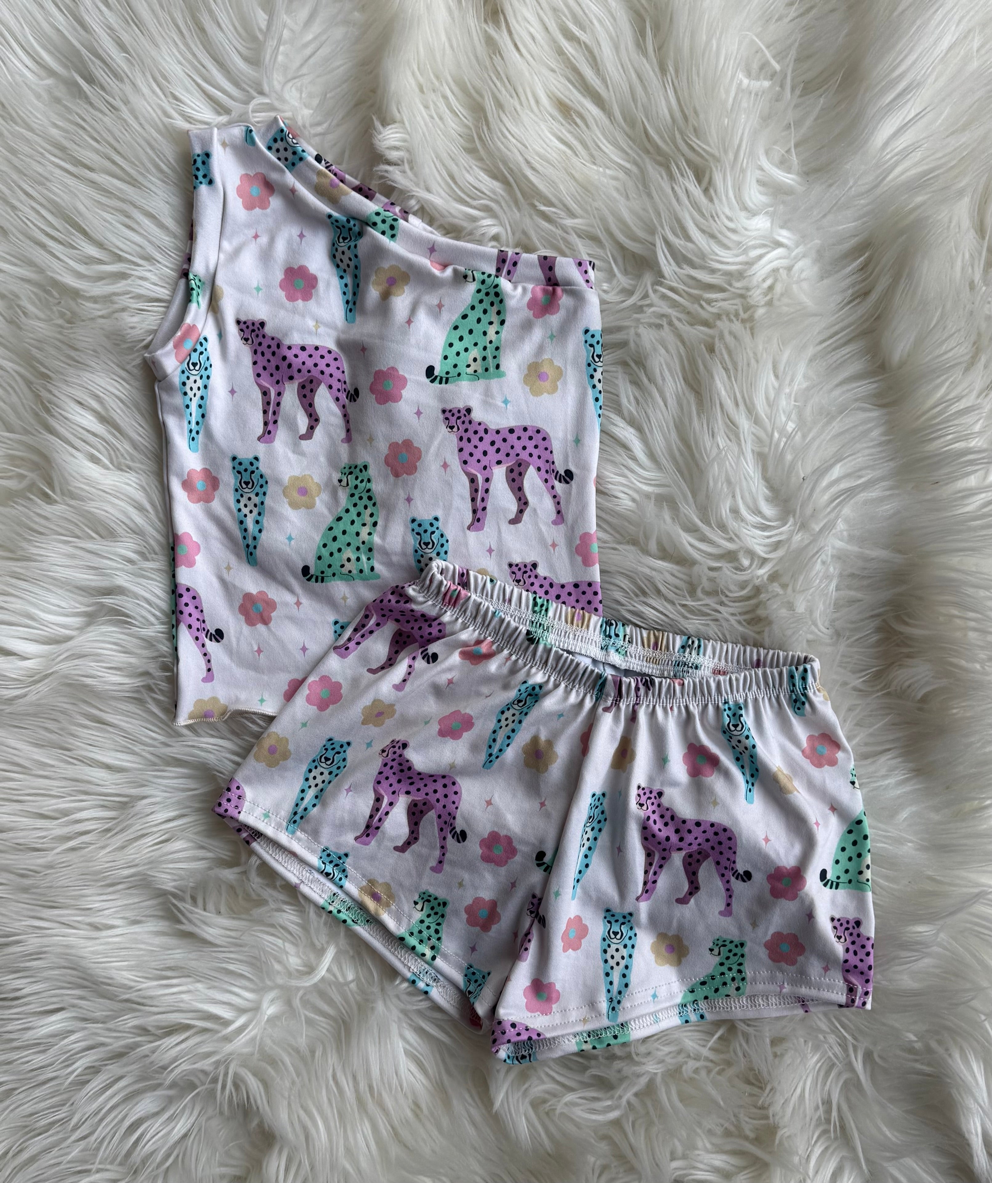 4T One shoulder tank + breezy shorts