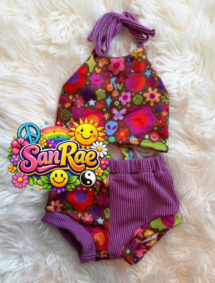 3T reversible tie back top + shorties